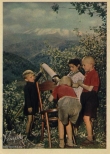 Открытка Юные астрономы, 1956